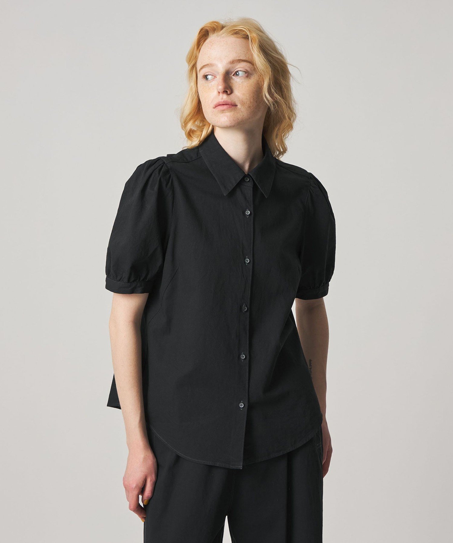 Steven Alan ＜Steven Alan＞ライトオンスデニム パフスリーブ シャツ ビューティー＆ユース ユナイテッドアローズ トップス シャツ・ブラウス ブラック ネイビー