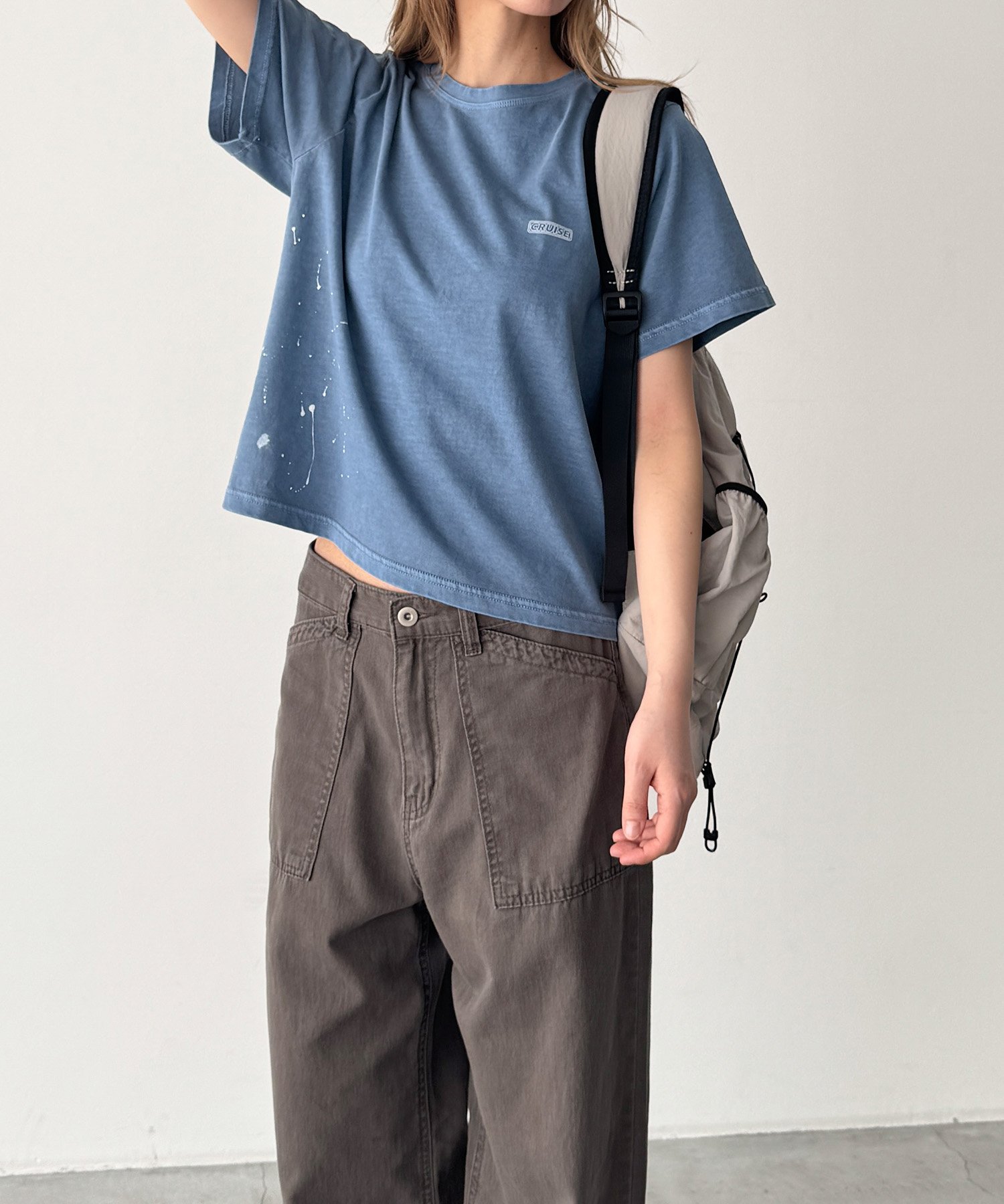 Lakey Park Lakey Park "CRUISE"スプレーTシャツ キャナルジーン トップス カットソー・Tシャツ ベージュ ネイビー