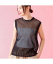 Rouge vif la cle 【JOHNBULL/ジョンブル】メッシュノースリーブトップス / タンクトップ ルージュ・ヴィフ ラクレ トップス カットソー・Tシャツ ブラック ベージュ【送料無料】