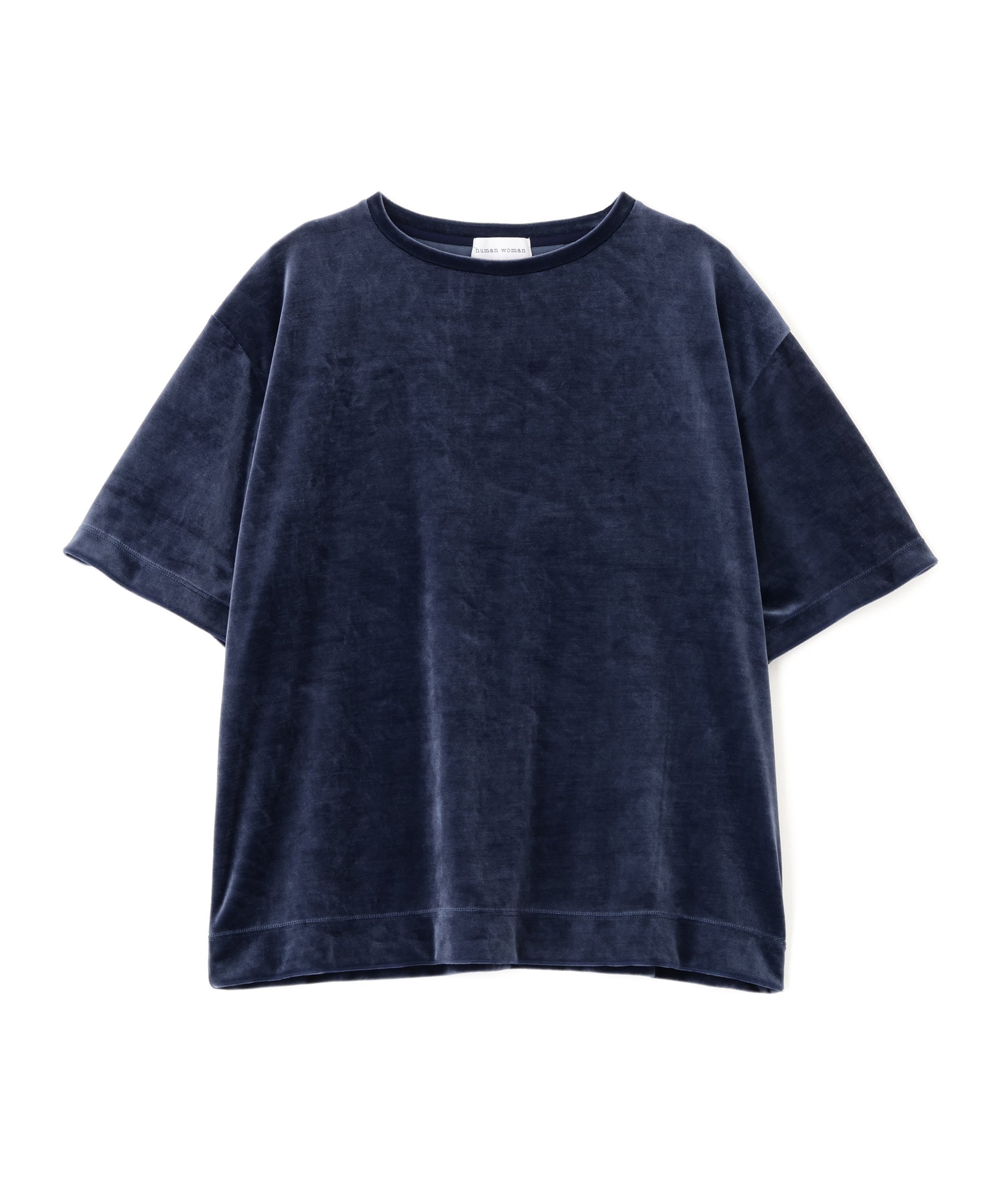 human woman ◆ベロアTシャツ ヒューマン ウーマン トップス カットソー・Tシャツ カーキグリーン ブルー