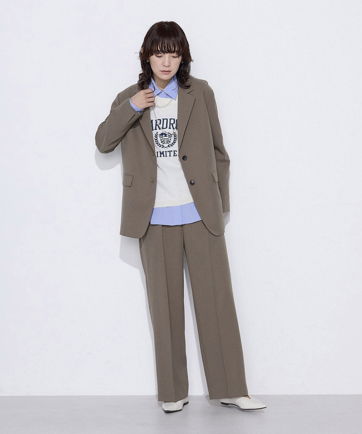 COMME CA Wardrobe [ +サイズ ] 【セットアップ対応】パウダープレーンストレッチ ロングジャケット コムサ スーツ・フォーマル スーツジャケット ブラウン ネイビー【送料無料】