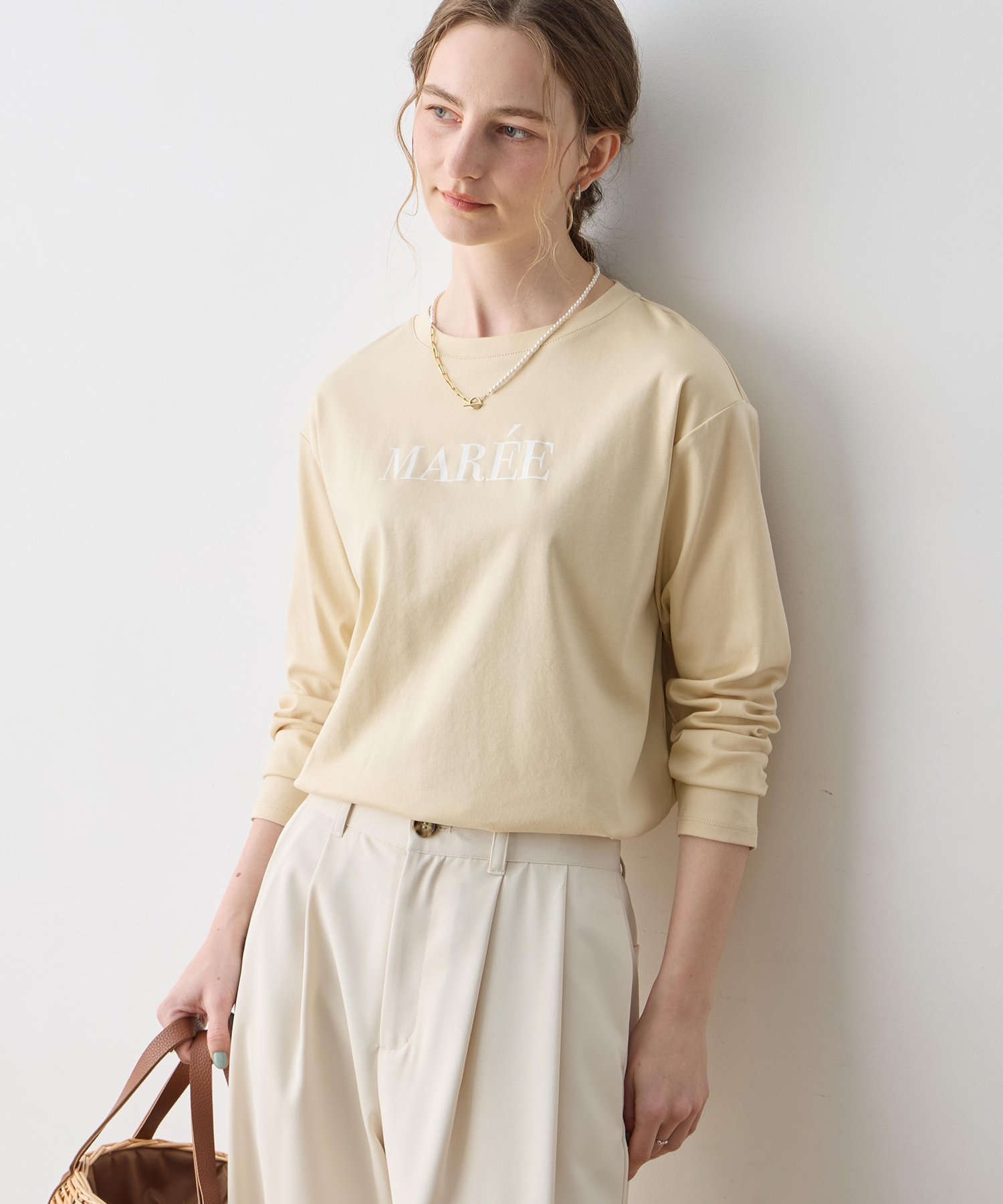 LE SOUK HOLIDAY ロゴプリントロンTシャツ【クーラータッチ】 ルスークホリデー トップス カットソー・Tシャツ ブラック ホワイト ベージュ【送料無料】