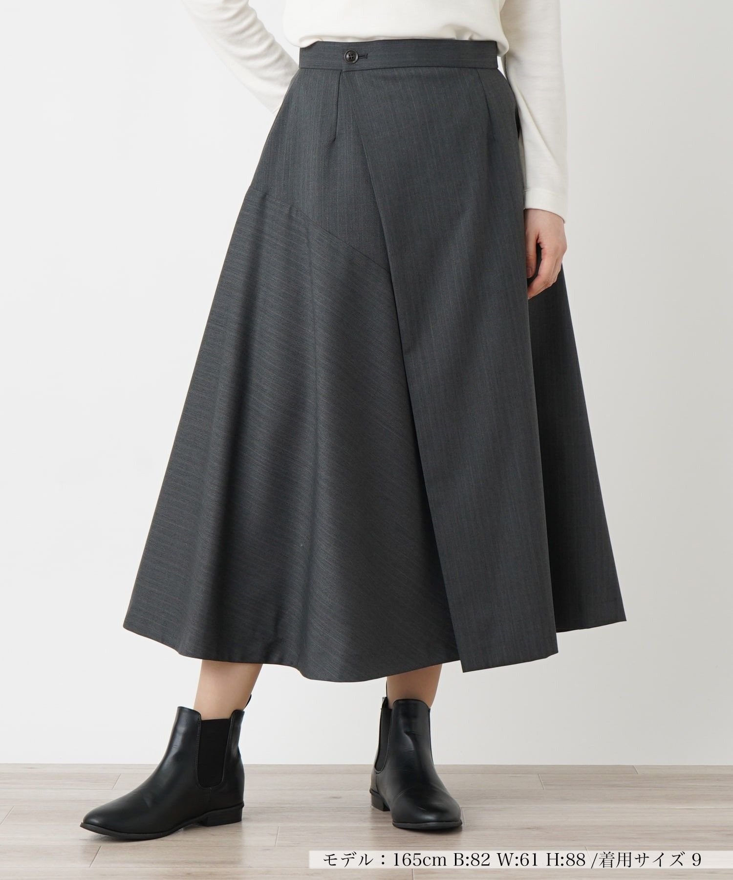 【SALE／47%OFF】Leilian ストライプラップスカート レリアン スカート その他のスカート グレー【送料無料】