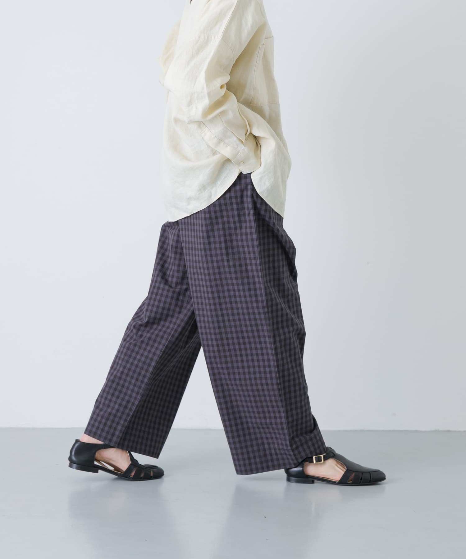 Nylon, Rayon, Polyester - かぐれ ギンガムタックワイドパンツ カグレ パンツ その他のパンツ グレー【送料無料】