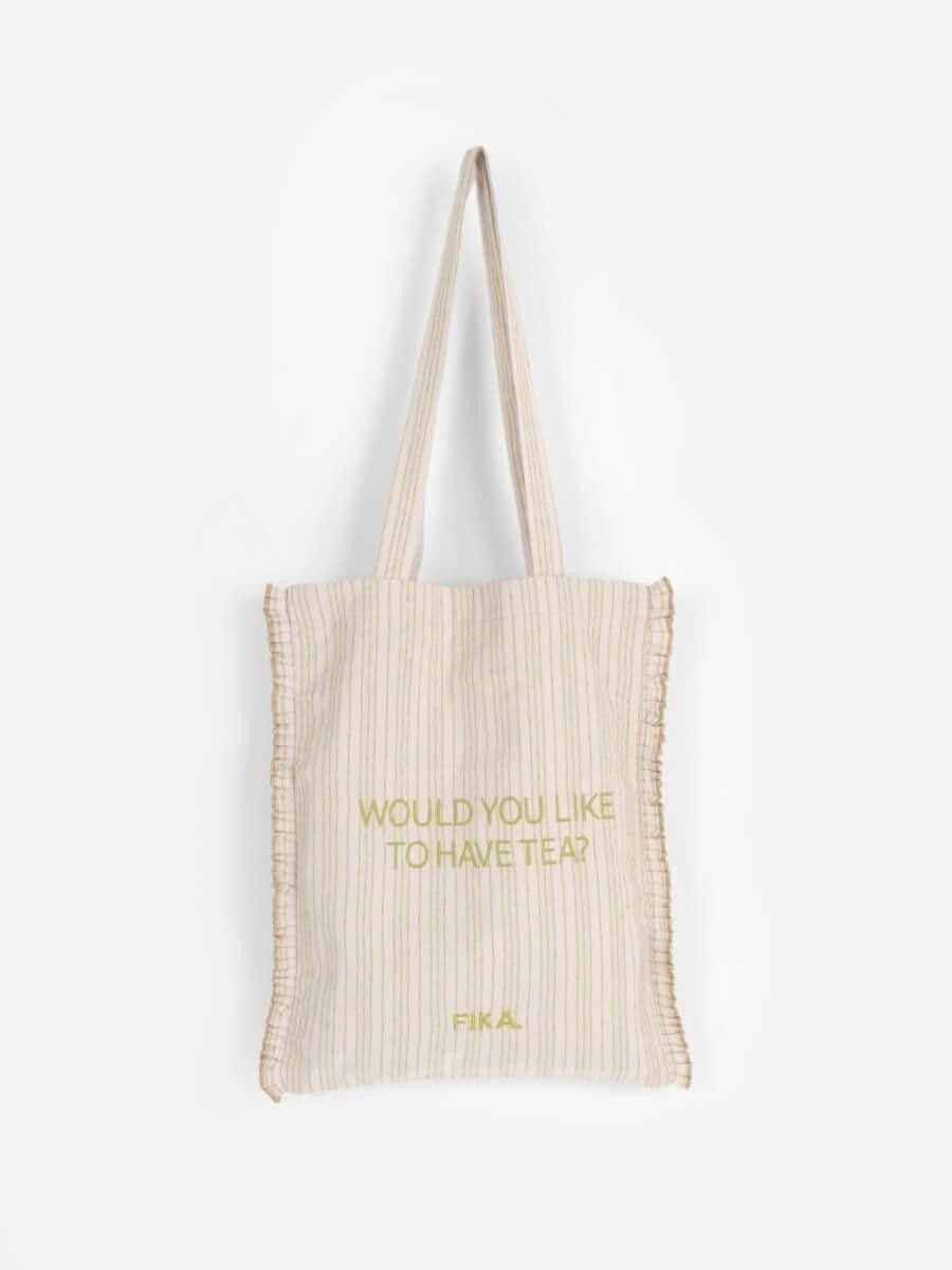 FIKA. Striped gather tote bag ラシュッド バッグ トートバッグ グリーン ホワイト ブラック ベージュ パープル【送料無料】
