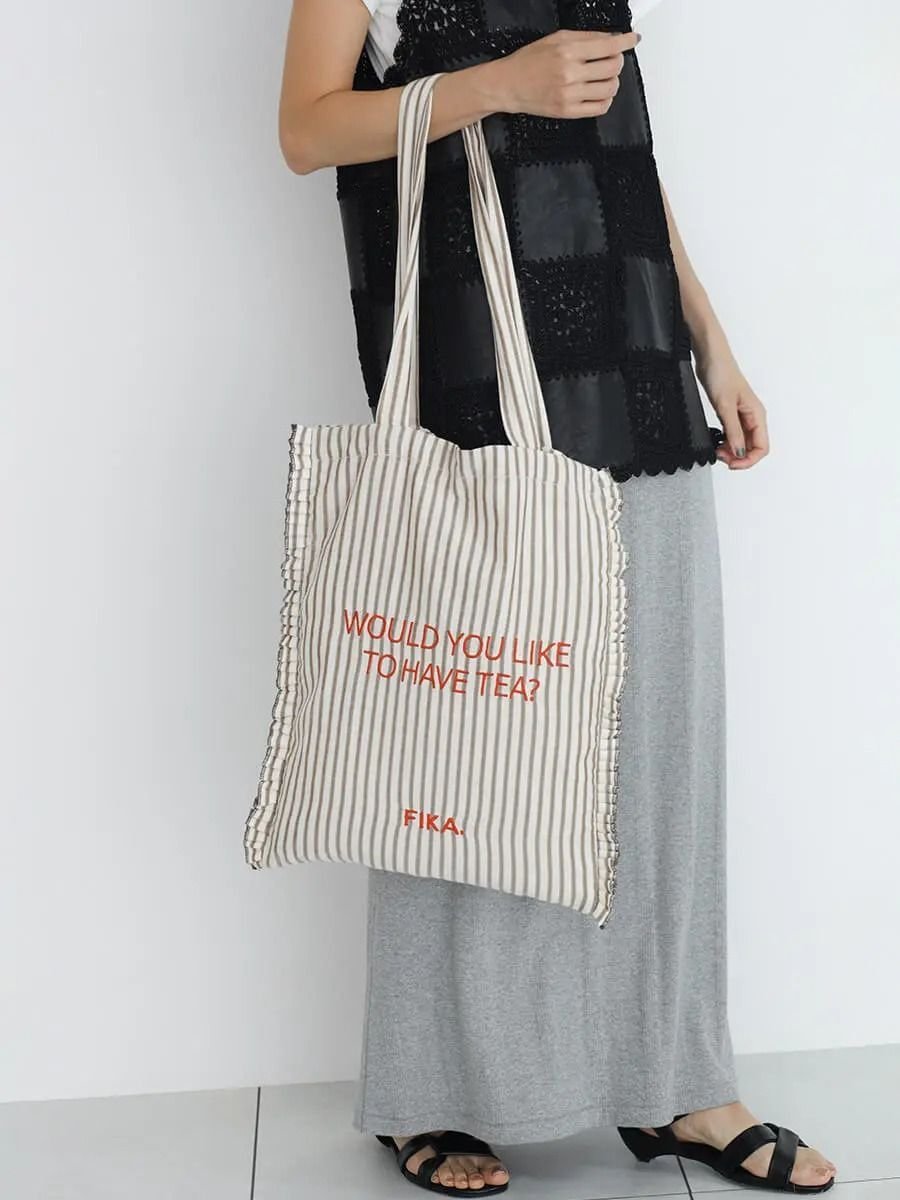 . Striped gather tote bag ラシュッド バッグ トートバッグ グリーン ホワイト ブラック ベージュ パープル