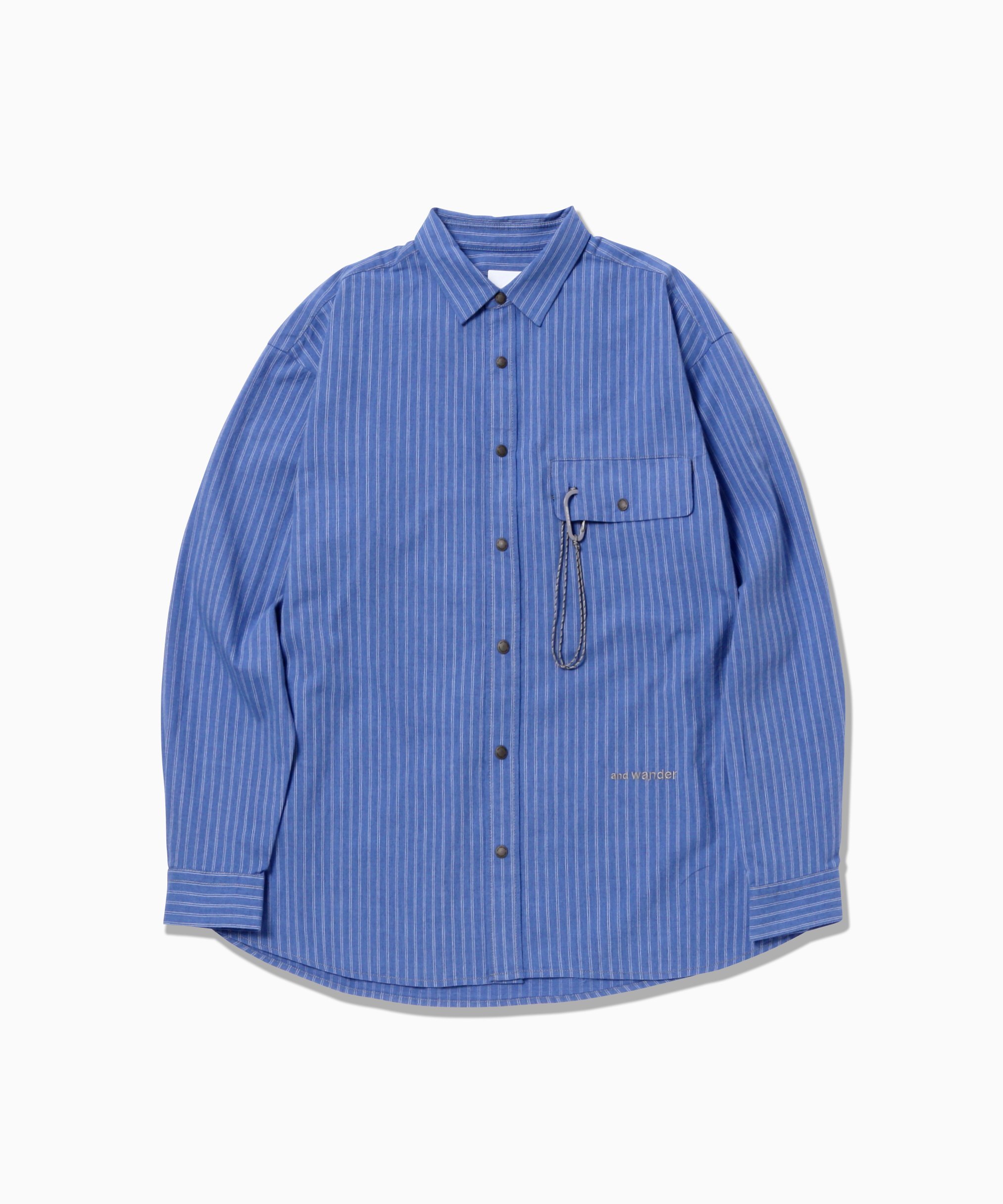 C/W stripe shirt(M) アンドワンダー トップス シャツ・ブラウス ブラウン ブルー