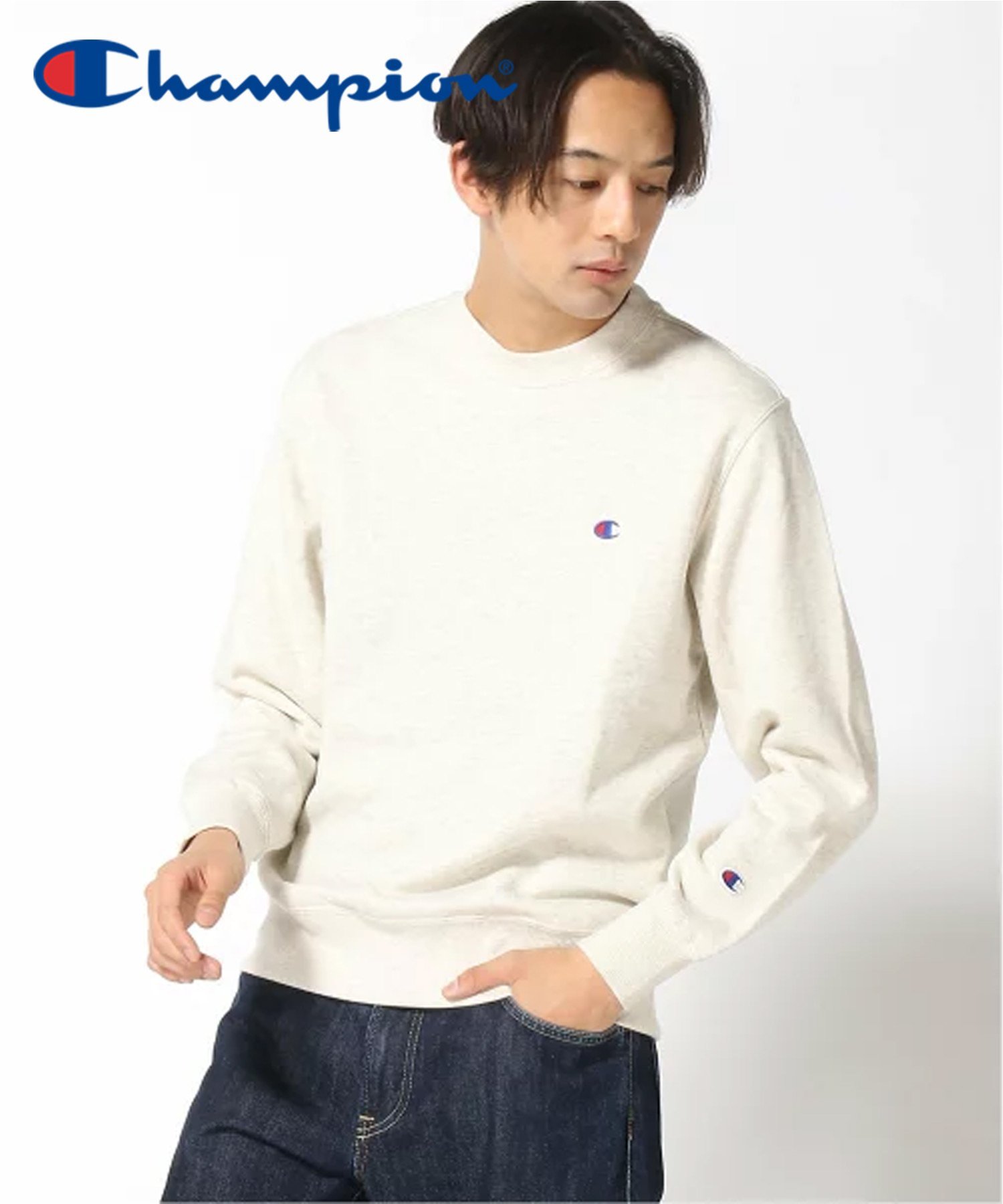 Champion champion/(U)C3-W001 CREWNECK SWEAT ハンドサイン トップス スウェット・トレーナー グレー ネイビー ブラック ホワイト パープル