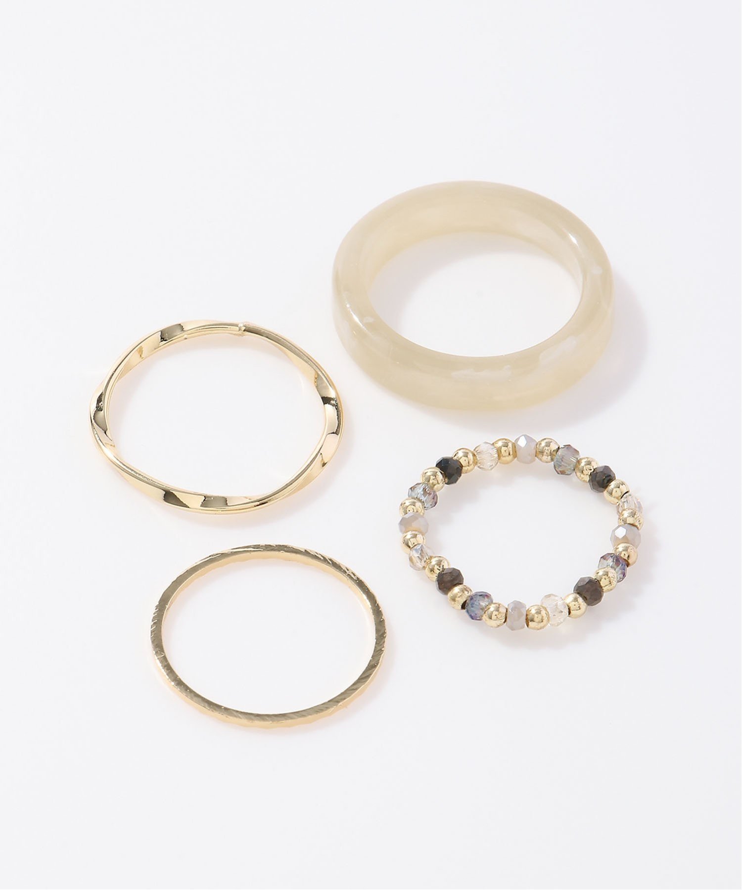 Fun&Daily F&D:4セットカラーリング ファンアンドデイリー アクセサリー・腕時計 リング・指輪 ゴールド