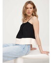 BANANA REPUBLIC (W)カラーブロック ポプリン タンクトップ バナナ・リパブリック トップス ノースリーブ・タンクトップ ブラック【送料無料】
