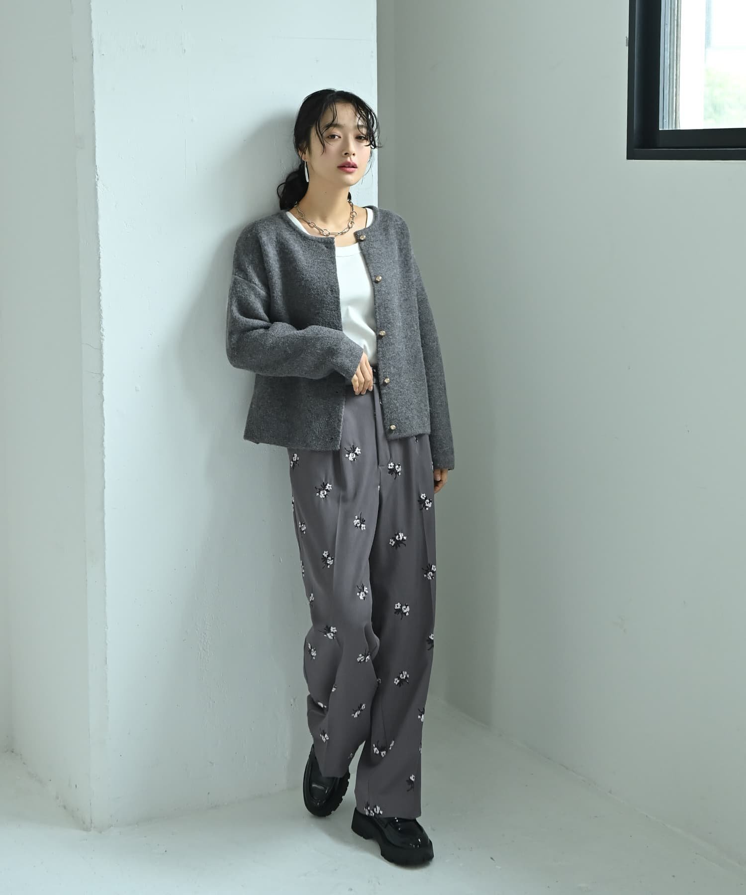 STYLE DELI 【BLK001】ノーカラーゴールドボタンカーディガン スタイルデリ トップス カーディガン ゴールド ベージュ【送料無料】