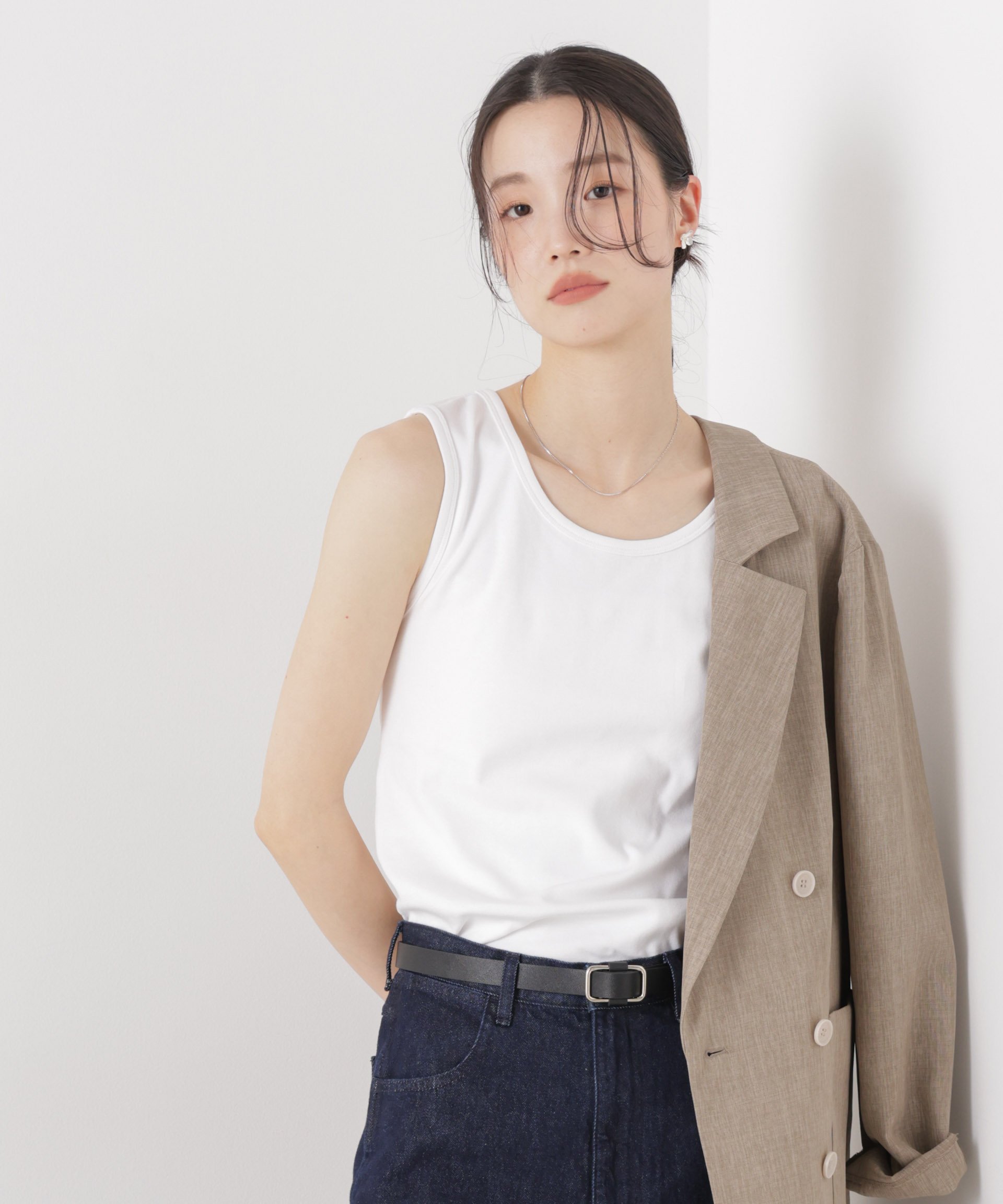 【SALE／30%OFF】NANO universe 抗菌防臭コットンフライスカットタンクトップ ナノユニバース トップス カットソー・Tシャツ ブラック グレー ホワイト