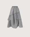 LA POMME petit Asymmetry Plaid Frill Skirt/アシンメトリーチェックフリルスカート ラポミ・プチ スカート ロング・マキシスカート ブラック【送料無料】