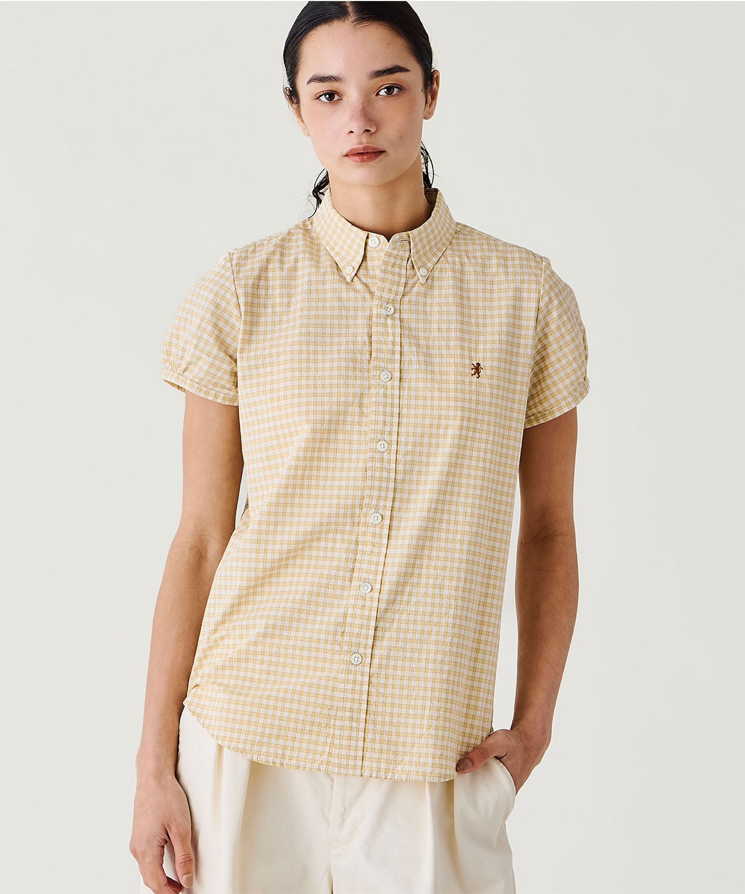 Bshop Gymphlex ｜ コットンタイプライター フレンチスリーブシャツ WOMEN ビショップ トップス シャツ・ブラウス イエロー