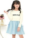 【SALE/10%OFF】子供服 Bee ドッキングワンピース ロゴ 長袖 リボン 異素材 切替え 子供服 キッズ 女の子 カンコクコドモフク ビー ワンピース...
