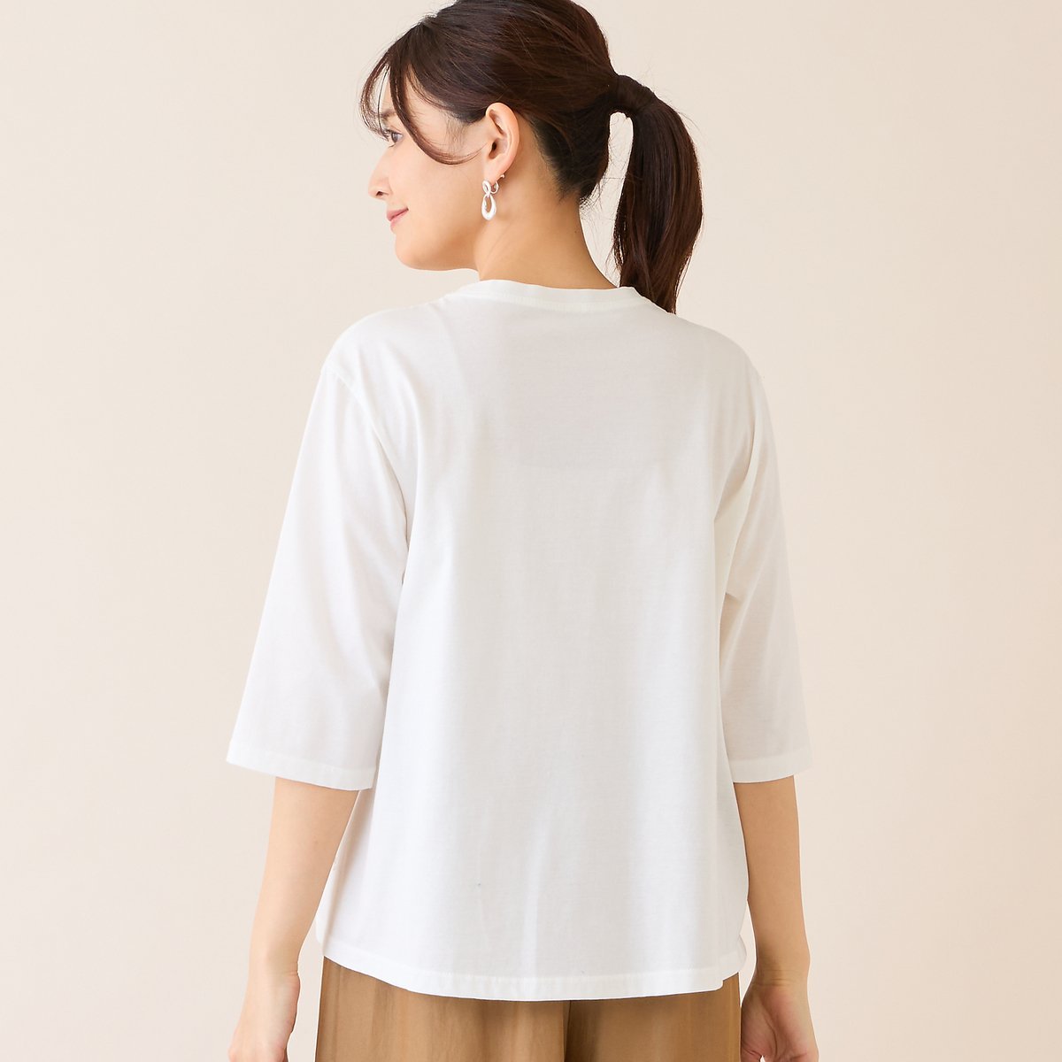 LOBJIE 【洗える・綿100%・日本製】ペイズリーフレーム柄Tシャツ ロブジェ トップス カットソー・Tシャツ ブルー オレンジ