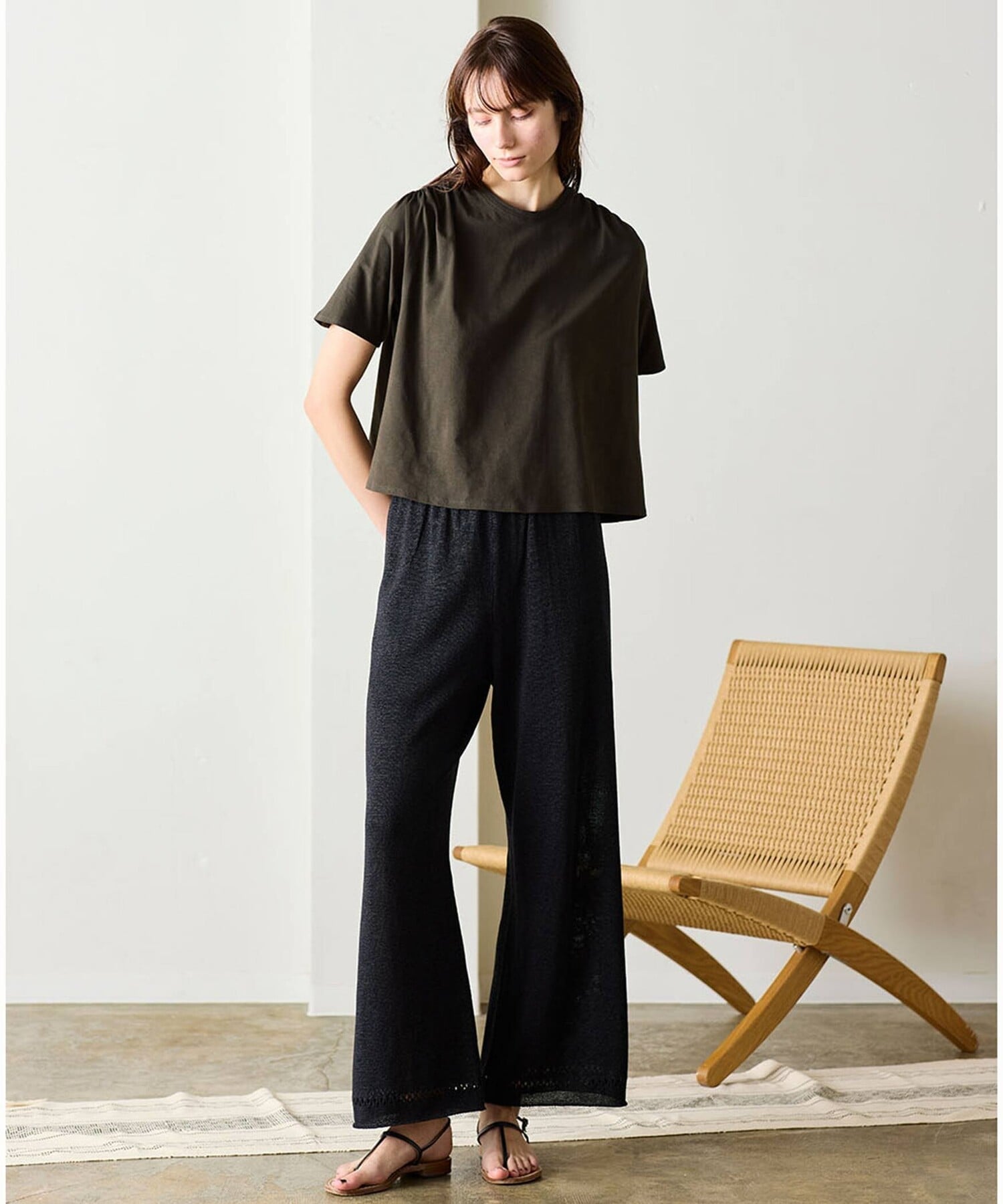Bshop WL ｜ ナチュラルダイ ミントジャージーTシャツ WOMEN ビショップ トップス カットソー・Tシャツ ブラック【送料無料】