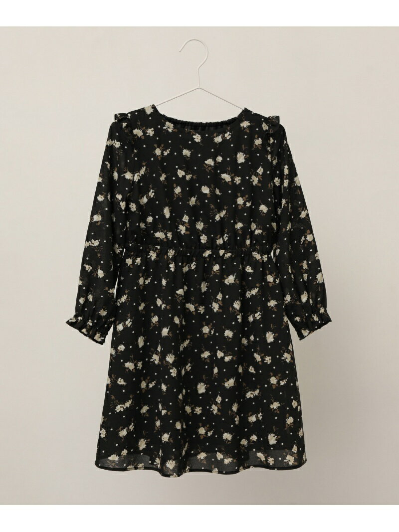 【SALE／40%OFF】ROPE' PICNIC 【KIDS】【リンクコーデ】フラワー肩フリルワンピース ロペピクニック ワンピース・ドレス その他のワンピース・ドレス ベージュ ブラックのサムネイル