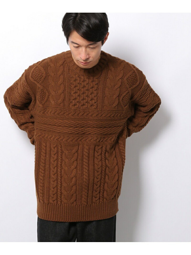 【SALE／10%OFF】LAKOLE (M)ケーブルニットPO ラコレ トップス ニット グレー ブラウン ホワイト ネイビーのサムネイル