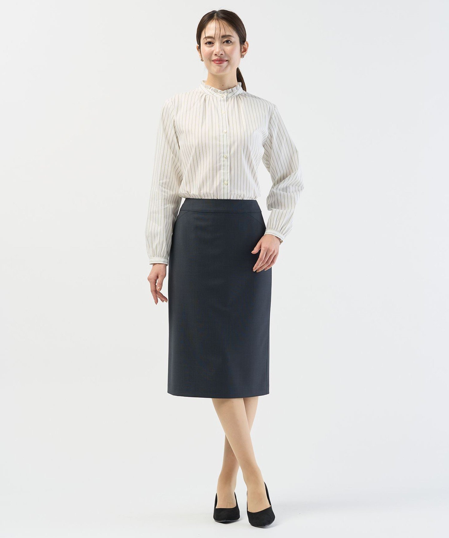 J.PRESS LADIES L 【セットアップ対応】BAHARIYE スカート ジェイプレス スカート ロング・マキシスカート ネイビー