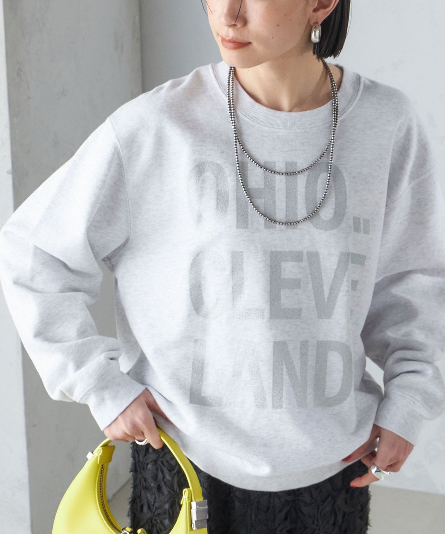 SHIPS WOMEN 【SHIPS別注】Odub:＜手洗い可能＞メタリック ロゴ スウェット 24SS ◇ シップス トップス スウェット・トレーナー グレー ブラウン【送料無料】