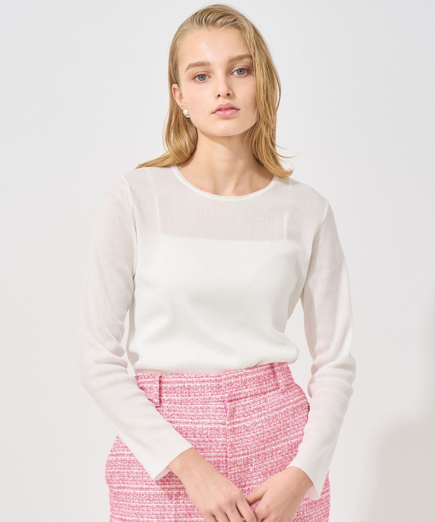 【Eternal Line 2025】シアースパークリブ プルオーバー アナイ トップス ニット ベージュ ブラック ホワイト