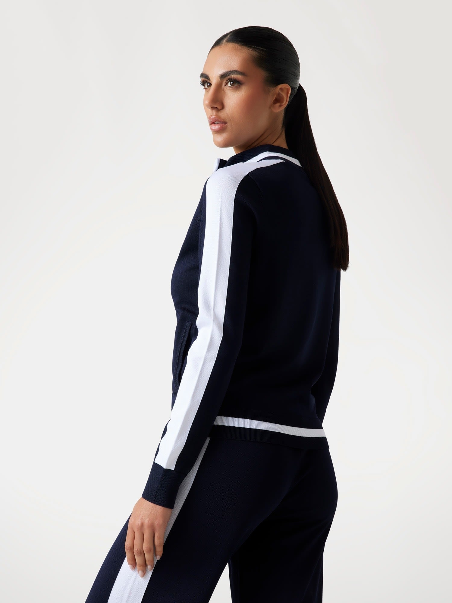 GUESS スウェット(W)FULL Zip Sweater ゲス トップス ニット ホワイト ネイビー