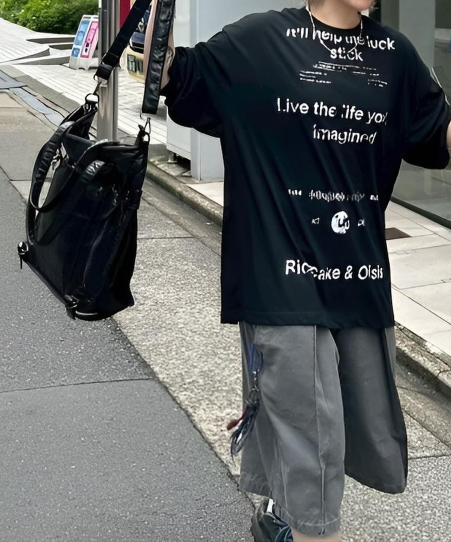 Chikashitsu + 【Chikashitsu +】antique like coating tote bag shoulder bag ネバーマインドザエックスユー／チカシツプラス バッグ ショルダーバッグ ブラック【送料無料】