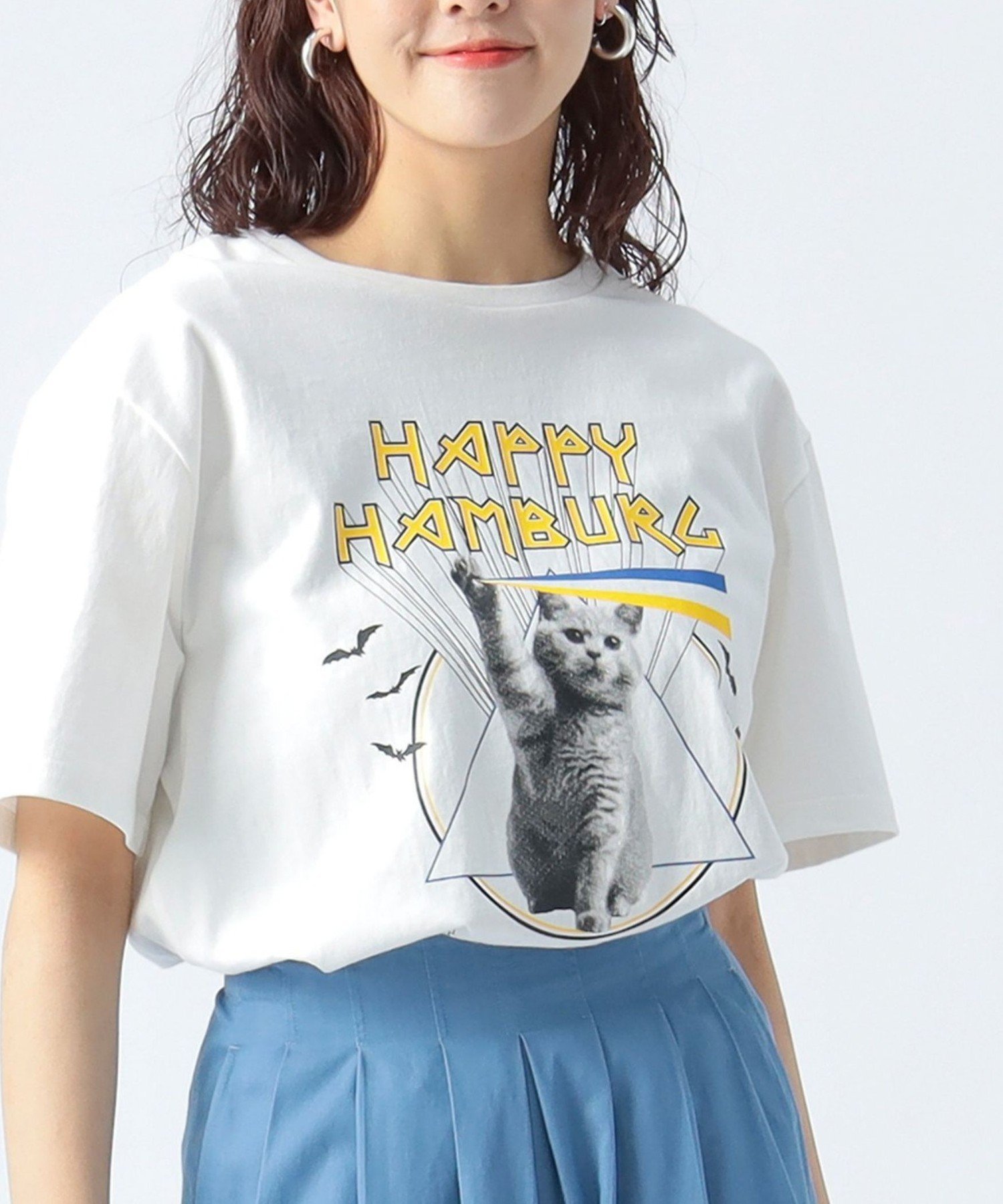 【SALE／30%OFF】BEAMS HEART WOMEN 【EXCLUSIVE】ハッピーハンバーグ キャットビーム Tシャツ ビームス ハート トップス カットソー・Tシャツ ブラック ホワイトのサムネイル