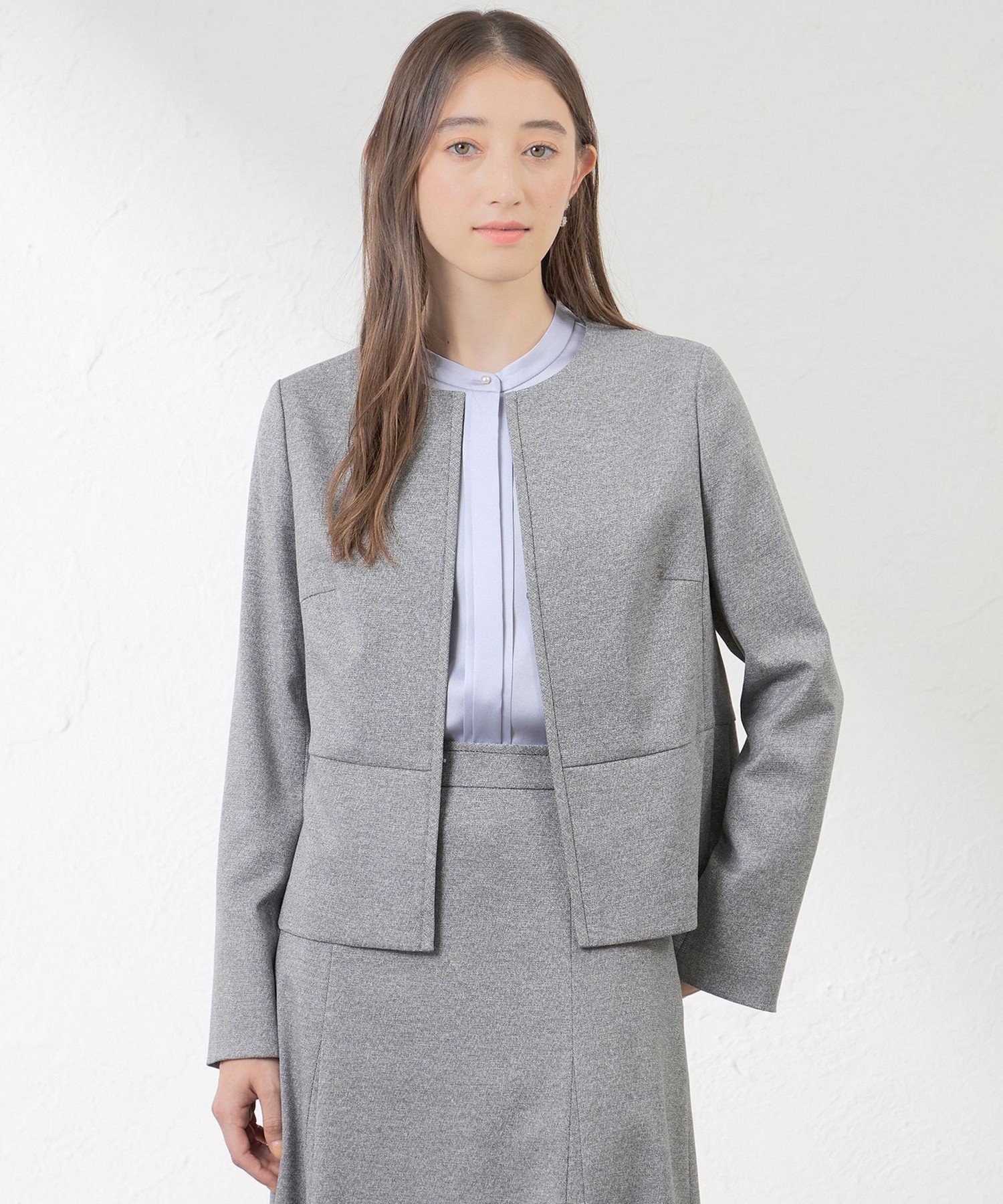 【SALE／30 OFF】AMACA シャークストレッチジャケット アマカ ジャケット アウター ノーカラージャケット ブラック【送料無料】