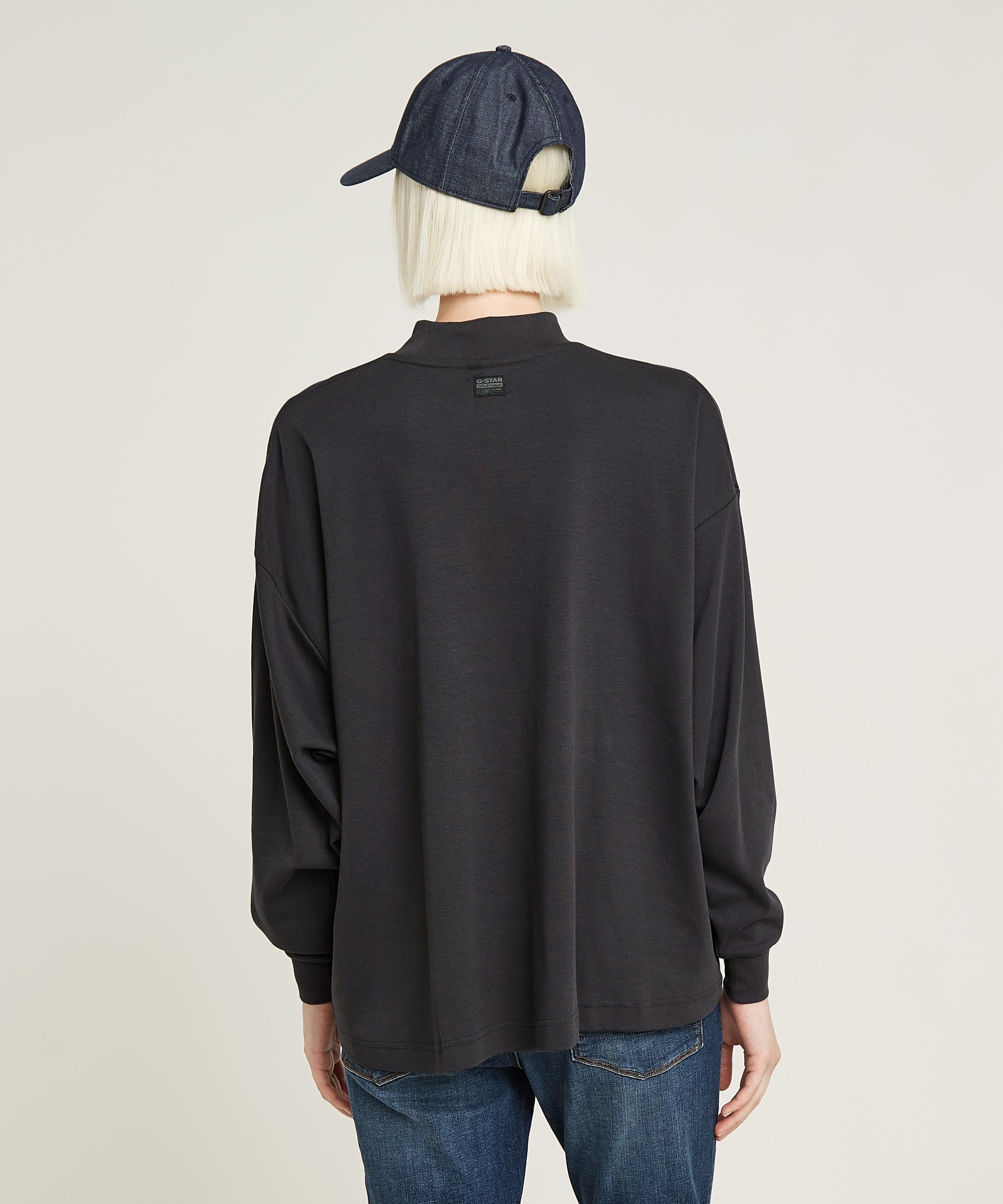 【公式ショップ】Moto Logo XXL Mock Top/オーバーサイズモックネックブランドロゴロングスリーブTシャツ ジースターロゥ トップス カットソー・Tシャツ グレー