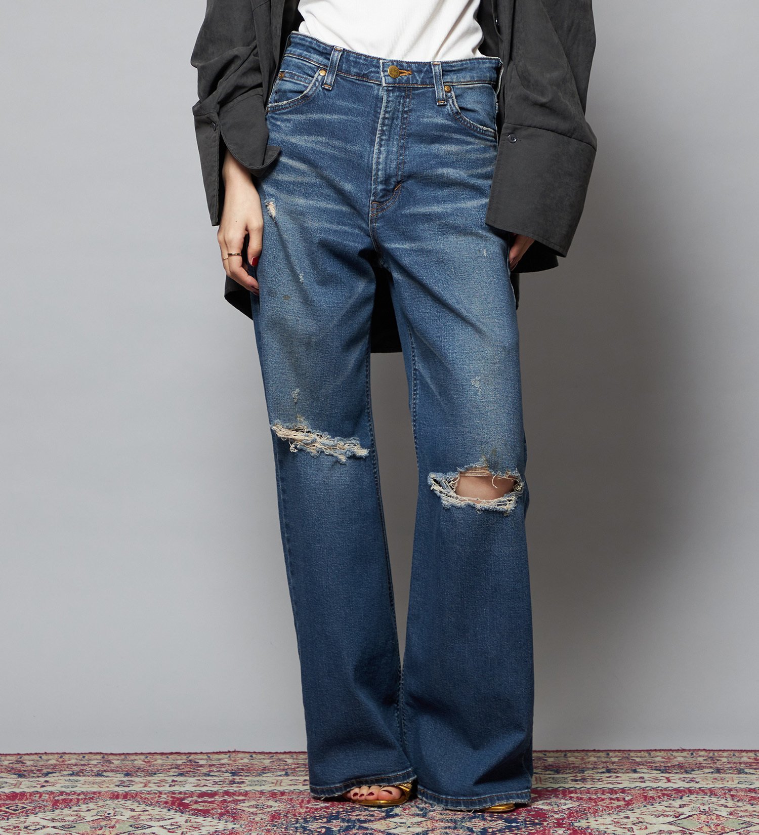 Lee Lee 【SPECIAL EDITION】STANDARD WARDROBE ワイドデニムパンツ【ストレッチデニム】 エドウインオンラインモール パンツ ジーンズ・デニムパンツ ブルー【送料無料】