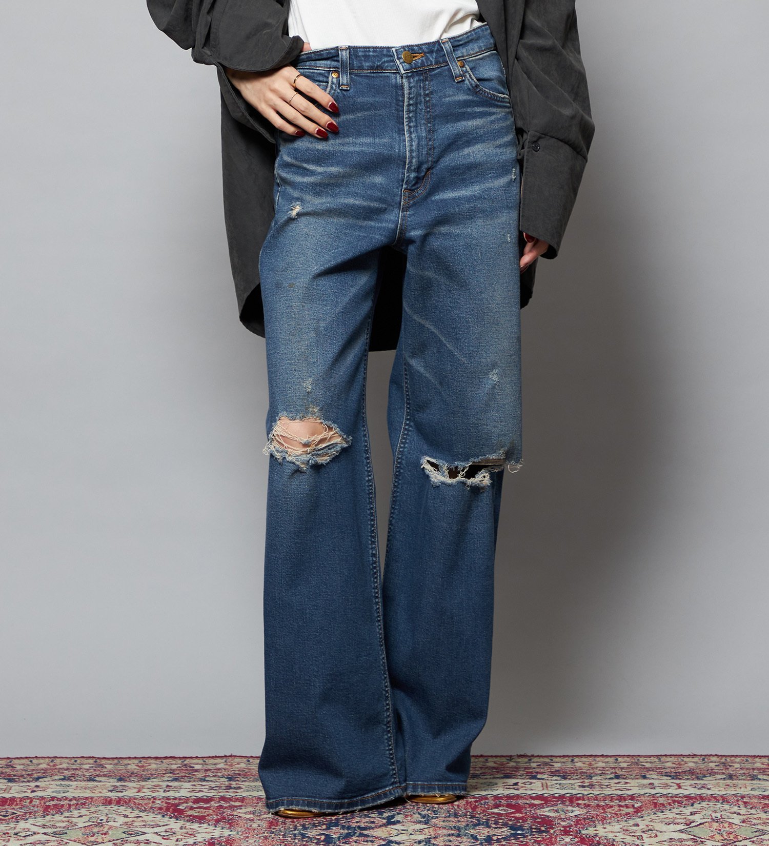 Lee Lee 【SPECIAL EDITION】STANDARD WARDROBE ワイドデニムパンツ【ストレッチデニム】 エドウインオンラインモール パンツ ジーンズ・デニムパンツ ブルー【送料無料】