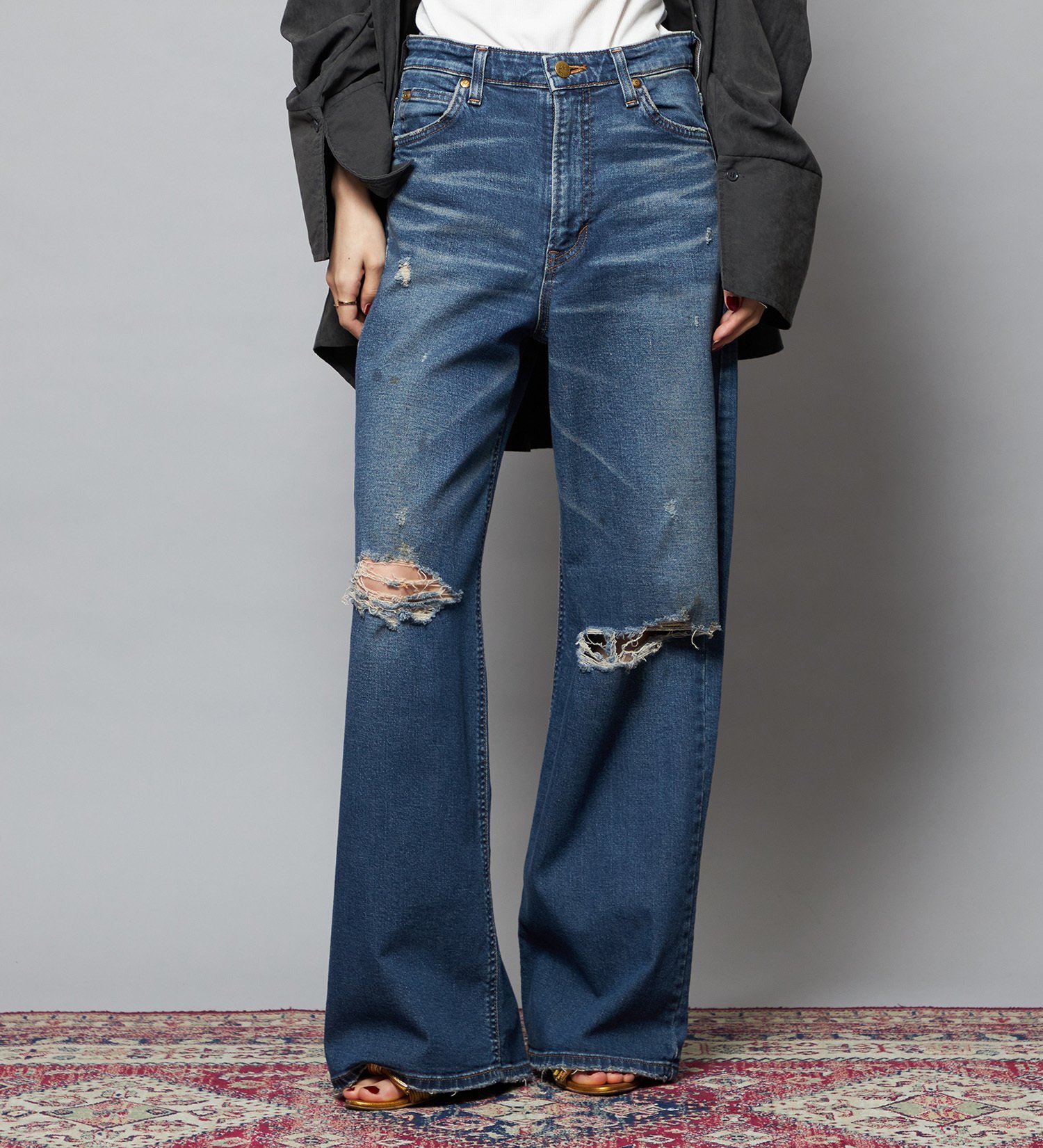 Lee Lee 【SPECIAL EDITION】STANDARD WARDROBE ワイドデニムパンツ【ストレッチデニム】 エドウインオンラインモール パンツ ジーンズ・デニムパンツ ブルー【送料無料】