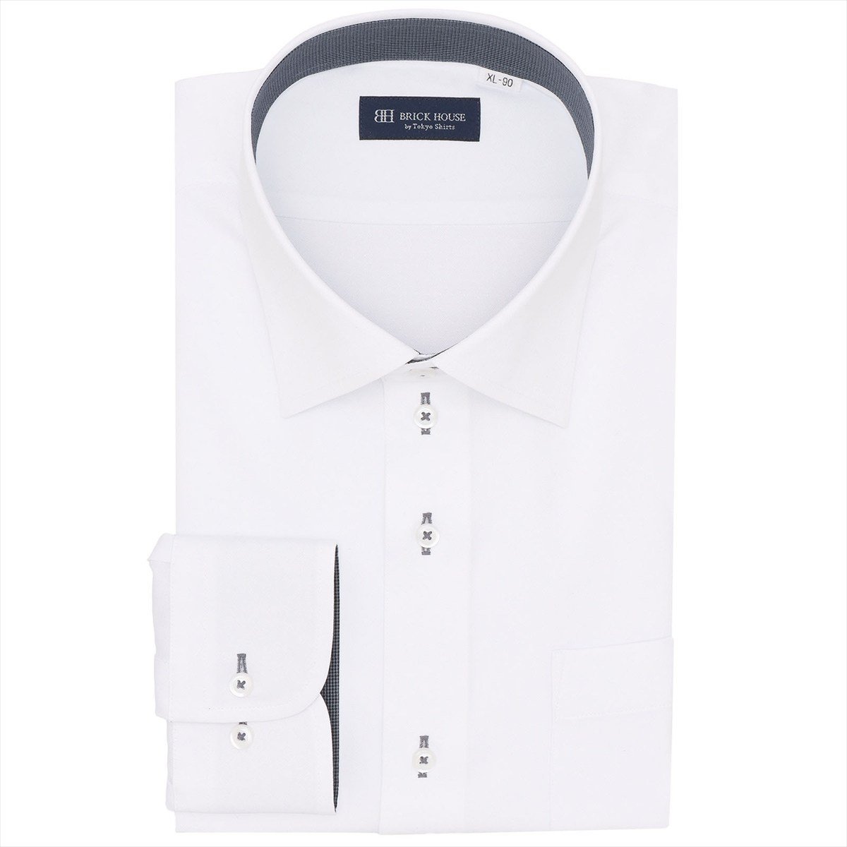 BRICK HOUSE by Tokyo Shirts 【吸水速乾】【COFREX】 ワイド 長袖 形態安定 ワイシャツ 大きいサイズ BM01K101AB13W2C-90 トーキョーシャツ スーツ・フォーマル Yシャツ・カッターシャツ ホワイト【送料無料】