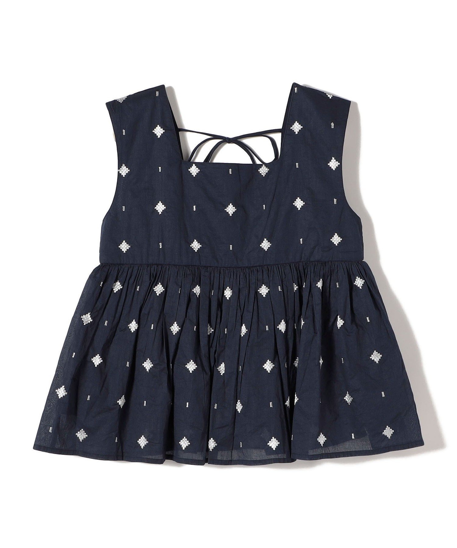 SHIPS Colors 《予約》SHIPS Colors:＜手洗い可能＞幾何 エンブロイダリー オーガンジー トップス◆ シップス トップス シャツ・ブラウス ホワイト ネイビー【送料無料】