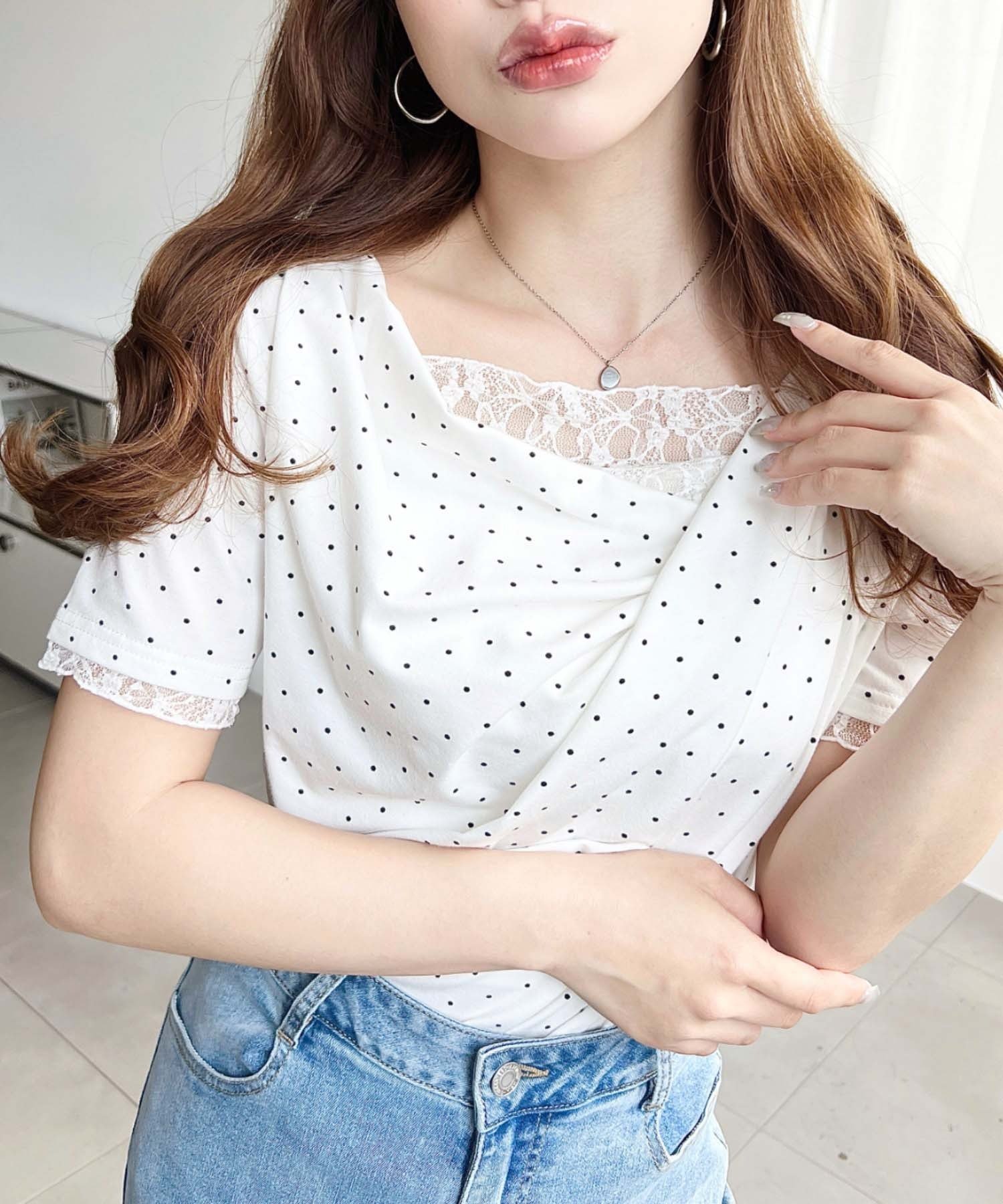 楽天市場】ピンク（柄ドット・水玉）（Tシャツ・カットソー｜トップス 