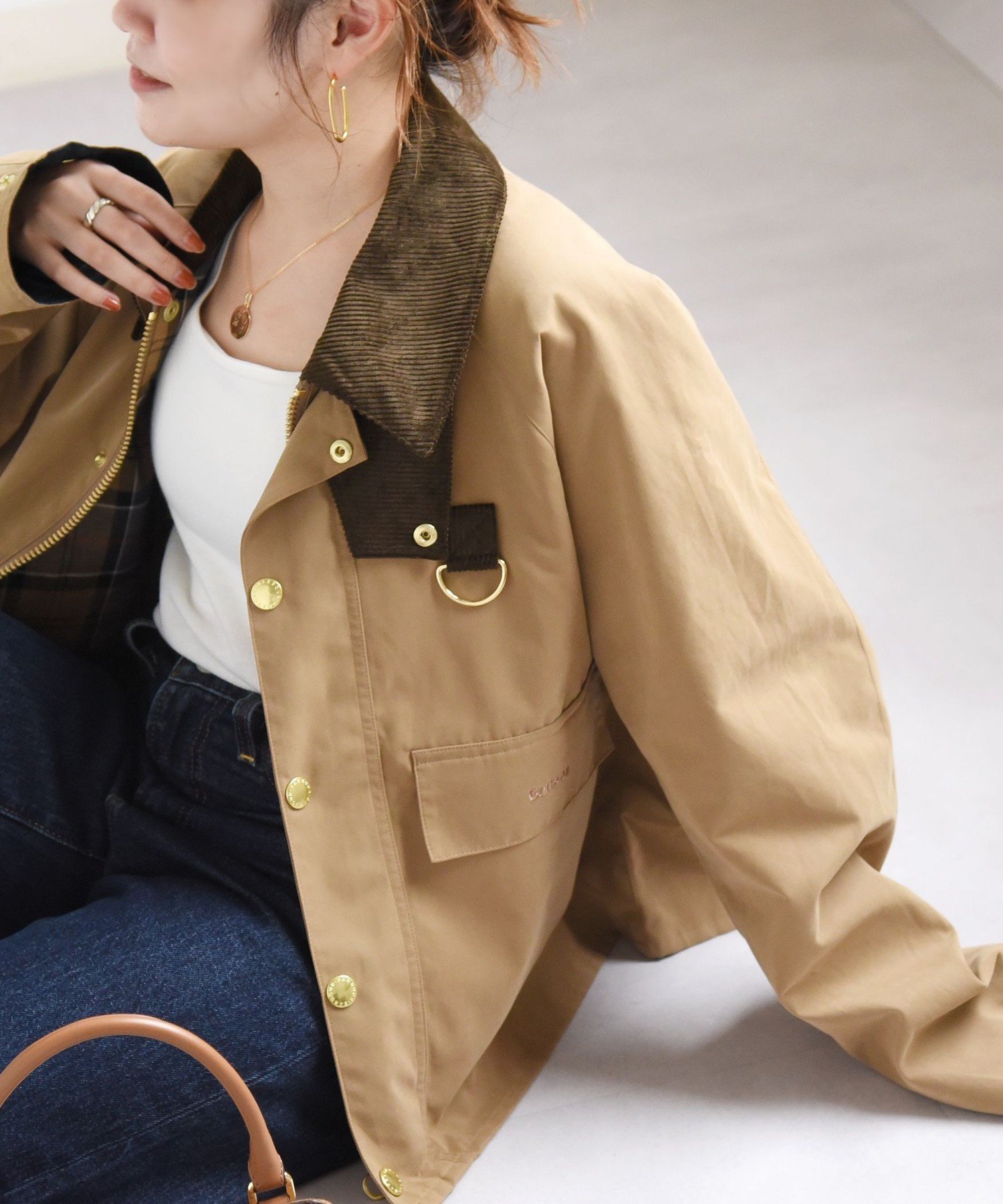 WOMEN 《予約》【SHIPS別注】Barbour: SPEY シップス ジャケット・アウター カバーオール・ワークジャケット ベージュ ブラウン