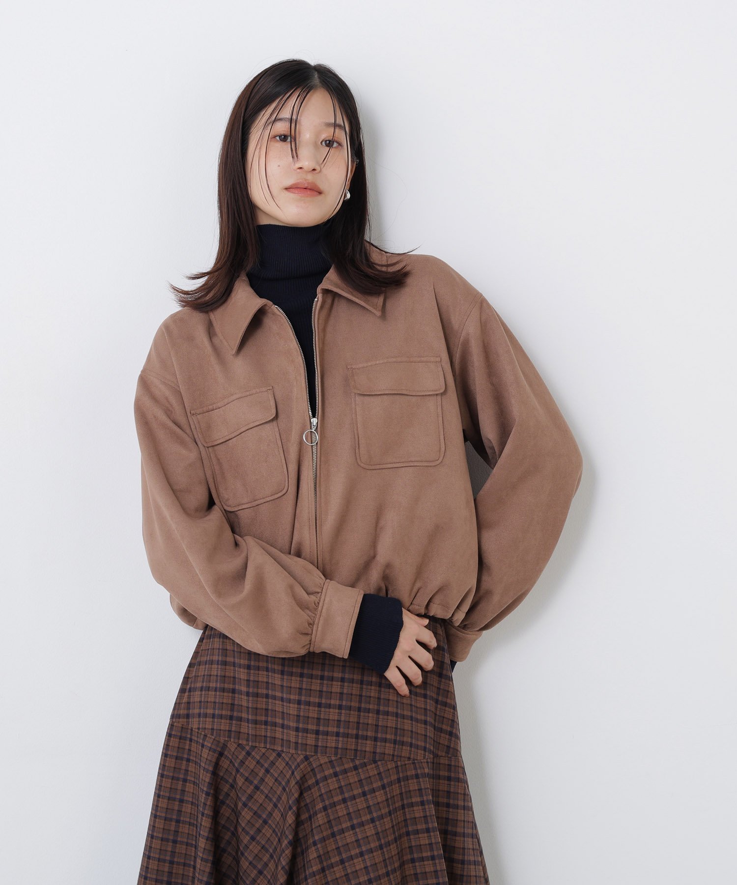 NATURAL BEAUTY BASIC ＜N.＞フェイクスエードステンカラーブルゾン ナチュラルビューティベーシック ジャケット・アウター ブルゾン・ジャンパー ベージュ ブラウン