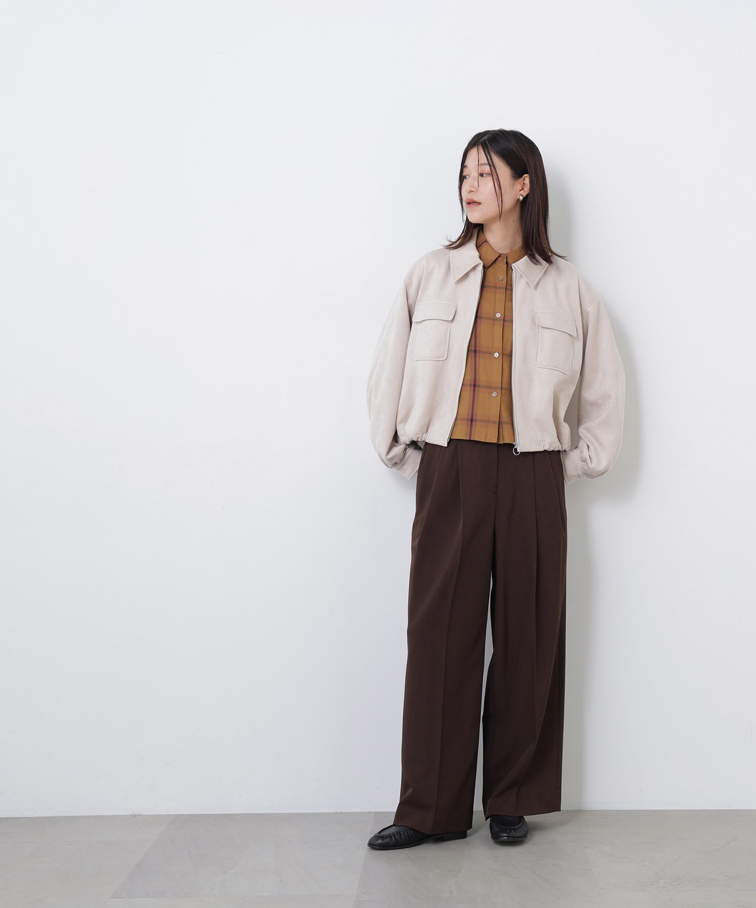 NATURAL BEAUTY BASIC ＜N.＞フェイクスエードステンカラーブルゾン ナチュラルビューティベーシック ジャケット・アウター ブルゾン・ジャンパー ベージュ ブラウン