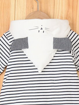 PETIT BATEAU (K)マリニエールフード付前開きロンパース プチバトー マタニティー/ベビー ロンパース/カバーオール ホワイト【送料無料】