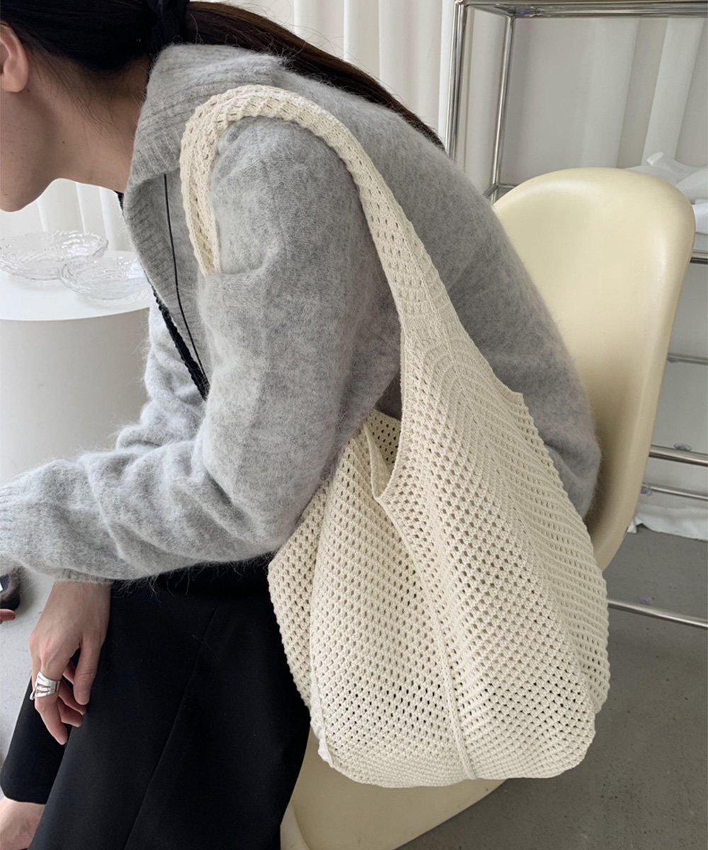 【SALE／30%OFF】miniministore ニットバッグ トートバッグ レディース ミニミニストア バッグ トートバッグ ネイビー グリーン イエロー ホワイト ブラック ベージュ レッドのサムネイル