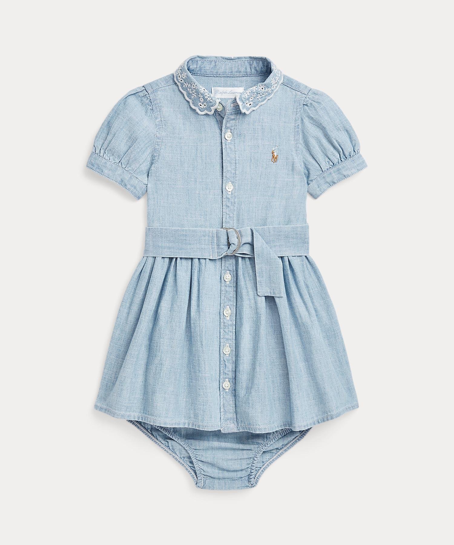 POLO RALPH LAUREN (ベビー)ベルテッド シャンブレー シャツドレス & ブルマー ラルフローレン マタニティウェア・ベビー用品 その他のベビーグッズ ブルー【送料無料】