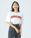 【SALE/60%OFF】BEAMS HEART WOMEN 【EXCLUSIVE】ハッピーハンバーグ カレッジ Tシャツ ビームス ハート トップス カットソー・Tシャツ ネイビー ホワイト