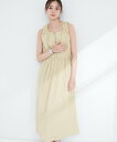 【SALE/30%OFF】natural couture 【mamamo】袖ギャザーウエストドロストワンピース ナチュラルクチュール ワンピース・ドレス その他のワンピース・ドレス イエロー ブラック【送料無料】