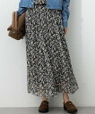 23区 L 【洗える】Ratti アブストラクトプリント スカート ニジュウサンク スカート ロング・マキシスカート ブラック オレンジ【送料無料】