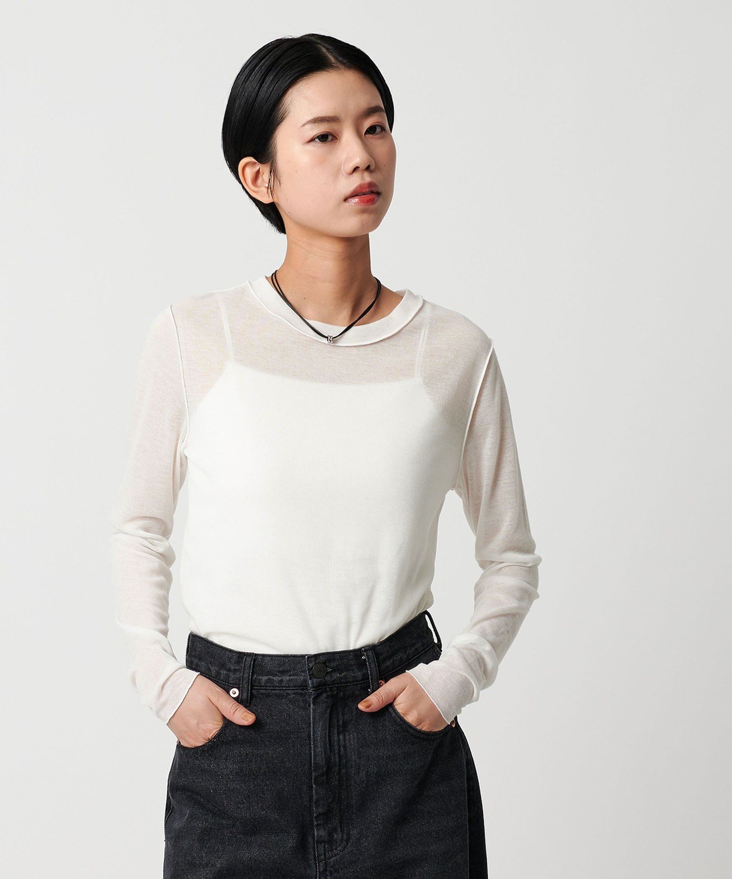 ＜CITEN＞エッセンシャルシアトップ シテン トップス カットソー・Tシャツ ブラック ホワイト ブラウン レッド