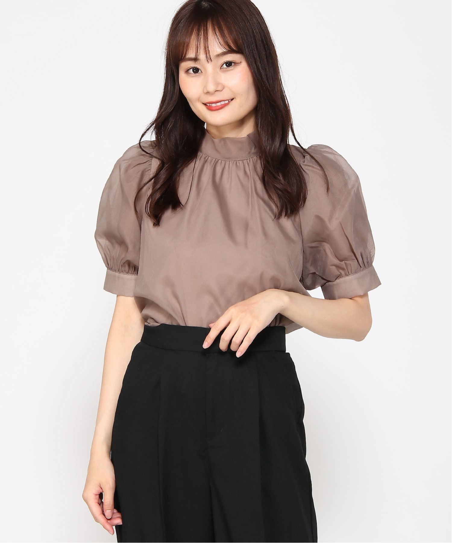 【SALE／48%OFF】INGNI 2WAYリボンシアーパフSL/BL イング トップス シャツ・ブラウス ブラウンのサムネイル