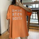 【SALE/30%OFF】Aimoon ロング ロゴtシャツ レディース 半袖 ミニミニストア トップス カットソー・Tシャツ オレンジ ピンク ホワイト ブラ...