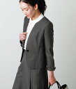 ニューヨーカー アウター レディース 【SALE／17%OFF】NEWYORKER WOMEN ウールシルクドビー ノーカラージャケット ニューヨーカー ジャケット・アウター テーラードジャケット・ブレザー グレー【送料無料】